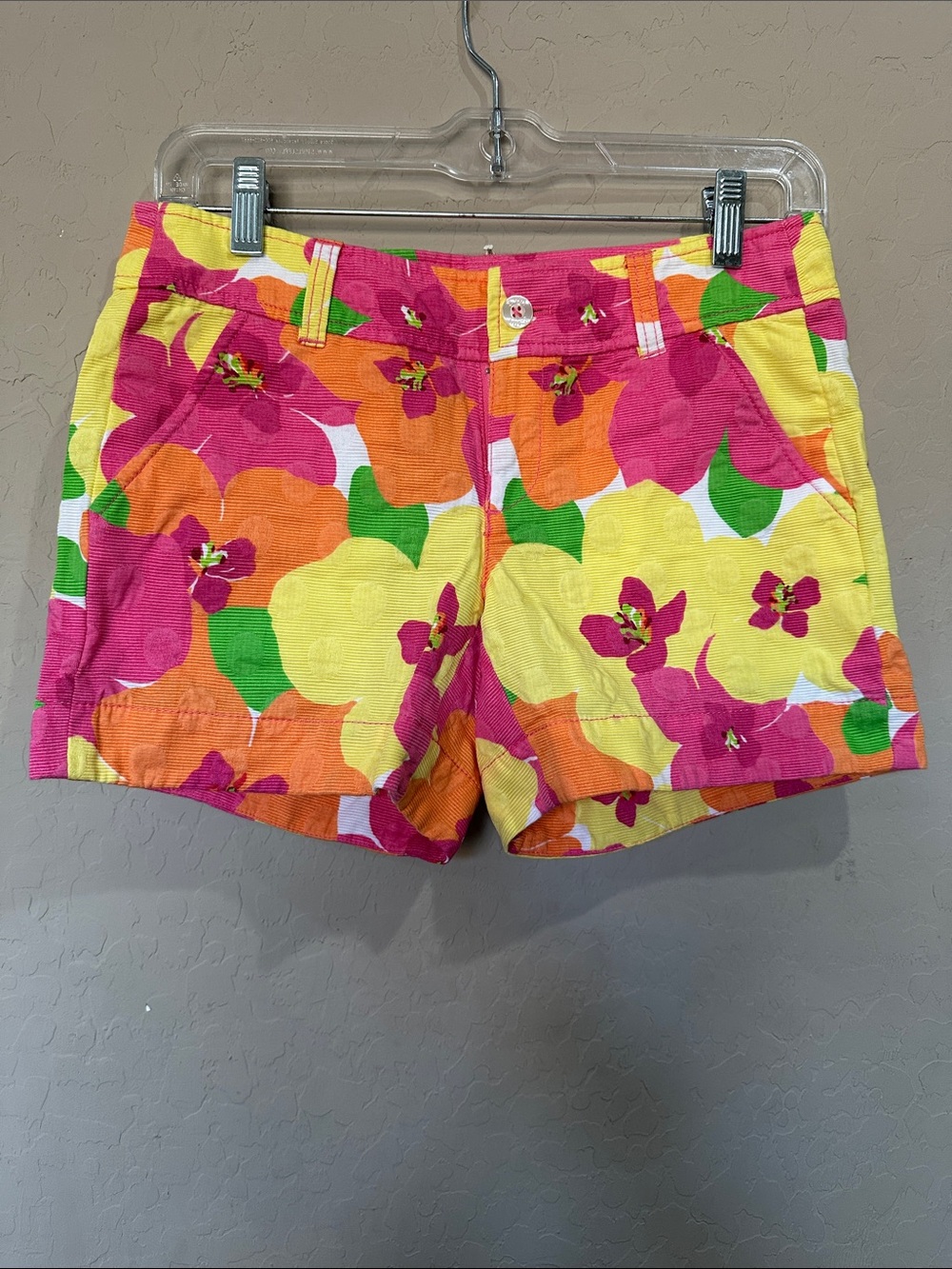 Lilly Pulitzer Floral Cotton Shorts in Pink, Yellow & Orange